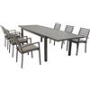 MIlani Home DEXTER - set tavolo in alluminio cm 200/300 x 100 x 74 h con 6 poltrone Dexter