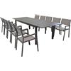 MIlani Home ARGENTUM - set tavolo in alluminio cm 220/280 x 100 x 75 h con 10 poltrone Aulus