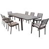 MIlani Home DEXTER - set tavolo in alluminio cm 200/300 x 100 x 74 h con 6 sedie e 2 poltrone Dexter