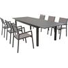 MIlani Home ARGENTUM - set tavolo in alluminio cm 220/280 x 100 x 75 h con 6 poltrone Aulus