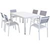 MIlani Home OMEN - set tavolo in alluminio e teak cm 150 x 90 x 74 h con 4 sedie e 2 poltrone Aulus