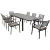 MIlani Home DEXTER - set tavolo in alluminio cm 200/300 x 100 x 74 h con 8 poltrone Dexter