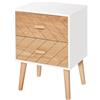 HOMCOM Comodino Camera da Letto Design Moderno 2 Cassetti Ampio Piano, Legno, 40x30x55,5 cm bianco, legno 40x30x55,5 cm|Aosom