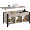 Yaheetech Tavolino da Caffè Tavolino Sollevabile da Salotto Moderno Mobile Elevabile da Divano con Ripiano Alzabile Portaoggetti Salvaspazio 104 x 49,5 x 49-62 cm Grigio