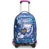 Seven Trolley Scuola Seven Jack 3 Ruote - Rock on Girl Ragazza - con LED - Zaino Sganciabile - Doppio Uso