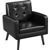 Yaheetech Poltrona Lounge da Salotto Imbottita con Braccioli e Schienale Gambe in Legno Stile Moderno da Lettura/Riposo/Lavoro/Bar Nero/Pelle Sintetica