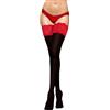 JUST BEAUTY TOUCH Calze autoreggenti opache, 100 denari, 15 cm di profondità, in pizzo, taglie dalla S alla 4XL, Nero , XL-XXL Plus