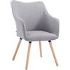 CLP Sedia Poltroncina Design Mccoy In Stoffa I Poltrona Soggiorno Deco Con Braccioli I Poltrona Attesa Carico Max 160KG, Colore:grigio, Colore del telaio:natura