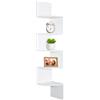 edihome, Libreria Angolare, Scaffale da Parete, 5 Ripiani, 123 x 19,2cm, Legno Natural, Mensole da Muro Design, Cucina, Camera (Bianco)