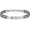AMEN Bracciale uomo acciaio e ceramica nera con ancora