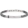 AMEN Bracciale uomo acciaio, ceramica e zirconi bianchi