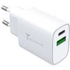 Techmade 20W Caricatore Universale USB-C + USB-A FC White