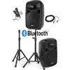 VONYX CASSE AMPLIFICATE 600W 10" DIFFUSORI IMPIANTO KARAOKE BLUETOOTH + STATIVI + MIC