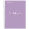 Miquelrius - Taccuino A4 Notebook Emotions, 80 fogli 90 g/m², a righe Séyès, 1 striscia di colore, spirale microforata, coperchio polipropilene, 4 fori, colore lavanda