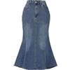 Allegra K Donna Gonna in Denim A Coda di Pesce per Gonna Aderente in Jeans Midi Lavato Grigio Blu S
