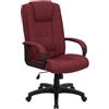 Flash Furniture Sedia girevole da ufficio con schienale alto in tessuto bordeaux Jessica, con braccioli