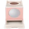 Belfoyer Cassettiera per lettiera chiusa per gatti, casa di toilette, vassoio rimovibile, pala, spazzola portatile, WC per gatti con coperchio per grandi e piccoli, rosa