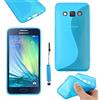 ebestStar - Cover Compatibile con Samsung A3 Galaxy (2015) SM-A500F Custodia Protezione S-Line Design Silicone Gel TPU Morbida e Sottile + Mini Penna, Blu [Apparecchio: 130.1 x 65.5 x 6.9mm, 4.5'']