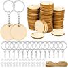 Dreamtop Dischi Legno Portachiavi, 100 Dischetti Naturali con Foro 50 Anelli 10m Corda Canapa per Dischi di Legno Fai da Te, Scrapbooking, Ornamenti Appesi e Progetti Personalizzati