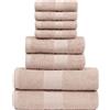 runico Set Asciugamani in Cotone 100%, 8 Pezzi, 2 Asciugamani Grande, 2 Asciugamani Mano, 4 Panni Lavare. Ideale per Bagno, Palestra, Hotel e Spa. Molto Assorbente (CIPRIA)
