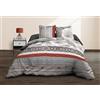Le linge de Jules Copripiumino 220 x 240 + 2 federe - Puro cotone 57 fili - Palma, mattone, nero, bianco