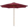 Outsunny Ombrellone da Giardino 3x2.5 con Palo in Legno e 8 Stecche, Parasole da Esterno in Poliestere, Rosso Scuro