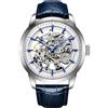 TYBERLEY PaganiDesign Classic Fashion Uomo Scheletro Automatico Meccanico Orologio in pelle Cinturino in acciaio inox a carica automatica impermeabile Business Analogico sportivo Orologio da polso, Blu