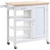 HOMCOM Carrello da Cucina con Ruote, Credenza Cucina Salvaspazio con 1 Cassetto, 1 Armadietto, 1 Ripiano Aperto a 3 Livelli e 1 Portasciugamani, in MDF e Acciaio, 92x40x84 cm, Bianco