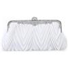 Milky Way Pochette da donna in raso da donna, a pieghe, piccola borsa da donna con catena staccabile, elegante borsa per matrimoni, matrimoni, balli, cocktail party, serate, bianco