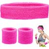 Cerioll Set Di 3 Fasce Per Il Sudore, Fascia Da Polso Sport, Cinturini Da Polso Assorbenti, Fascia Assorbente Per Il Sudore, Rosa, 3PC, Unisex Adulto, Yoga, Tennis