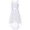 Freebily Vestito Lungo Bambina Elegante Principessa Vestiti Cerimonia Nuziale Chiffon Tutu con Pantaloncini Sottogonna da Sposa Abito da Sera Damigella d'Onore Natale Bianco 9-10 Anni