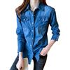 Kobilee Camicia Donna Manica Lunga Cotone Sfiancata Tunica Abbigliamento Cowboy Elegante Blusa Slim Fit Camicia Jeans Curvy No Stiro Camicetta