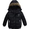 Chejarity Bambini Ragazzi Giubbotto Piumino Imbottito Invernale Ragazzi Ragazze Leggero Cappotto con Pelliccia Impermeabile Cappotto con Cappuccio Parka Giacca per 1-5 Anni