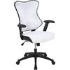 Flash Furniture Sedia da ufficio ergonomica girevole per dirigenti con schienale alto in rete bianca, design Kale, con braccioli regolabili