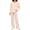 Tuopuda Pigiama Donna Manica Lunga Tuta Completo Elegante Pigiami Due Pezzi Loungewear Pullover e Pantaloni da Casa Autunnale Invernale Primavera Indumenti da Notte Sleepwear, Blu, S
