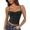 FOFAINWE Top da donna senza maniche scollo a cuore Crop canotta senza schienale spalline plissettate Y2K Camis, bianco, L
