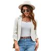 GRACE KARIN Donna Blazer Corta Giacca da Abito Casual Comede Scollo Risvolto Classico Manica 3/4 Riso Bianco L