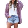 Gothden Cardigan da donna all'uncinetto kimono boho tinta unita oversize estate aperto davanti cardigan maglione outwear, Viola, M