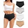 VOENXE Mutande Donna Cotone Vita Alta,Slip Post Parto,Mutanda Culotte Elastiche,Mutandine Intimo Comodo Controllo Pancia,Cotton Women Underwear Panties,Pacco da 4