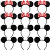 Meleager Cerchietto con Orecchie Topo, 12 Pezzi Fasce da Cartone Animato, Accessori Capelli Bambini per Festa di Compleanno, Natale, Carnevale, Halloween