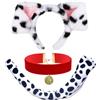 XNIVUIS 3 Pezzi Costumi da Cane per Bambini Adulti, Costume Dalmata con Orecchie di Cane Coda di Cane Collana, Costumi per Cani Animali per Bambini Adulti per Halloween, Carnevale, Feste (White)