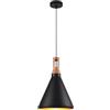 damastoreitalia Lampadario da soffitto a sospensione con attacco E27 (lampadina non inclusa) moderno industriale a forma di cono (Nero e oro 25 * 27)