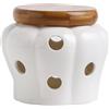 VUIUYOIES Ampia Applicazione Vaso per Aglio in Ceramica Soluzione di conservazione Elegante e Pratica Organizzatore da Cucina Barattolo per conservare l'aglio in Ceramica, Bianco