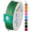 Halbach Seidenbänder Cordoncino di alta qualità (verde brillante), larghezza 2 mm, lunghezza 50 m, prodotto in Germania e certificato Öko-Tex, cordoncino in raso lucido in acetato