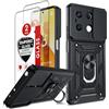 LeYi Cover per Redmi Note 13 5G (Non per 4G) con Vetro Temperato [2 Pack], Custodia con Protezione Fotocamera [Slidable] Antiurto con Anello Supporto TPU Bumper Antiurto Case Xiaomi Redmi Note13, Nero