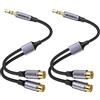 MOSWAG Cavo Audio da 3,5mm a Doppio RCA 2 Confezioni,2 Jack per Cuffie RCA Femmina per Adattatore Audio Stereo RCA Compatibile con Auricolari,Sistemi Domestici,Autoradio,iPod,Lettore MP3,ecc.