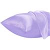 Lirex Set di 2 Federe in Raso, Decorativi Morbido Tinta Unita Quadrate Federe Cuscini Federa di Satin per Cuscino Senza Rughe Resistente Allo Sbiadimento Traspirante(Viola Chiaro, 40 x 80 cm)