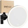 ovimar specchio cosmetico Leinoya | con illuminazione | ricaricabile | da parete per forare | in bagno | specchio ingranditore 5x | specchio per il trucco con luce | specchio a 360 gradi