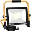 RIGIDON Portatile Faretto da Cantiere a Led, 30W 3000LM Faretti Led Faro LED Con Spina, Staffa Pieghevole, Faretto Lavoro Per Officina, Garage, Industriale, Giardino Esterno, Bianco