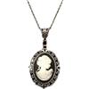 JEVLUH Ciondolo Smaltato Lady Cameo con Catena Placcata in Argento,Collana Ovale con Cammeo Lady Maiden, Gioielli Gotici for Donne